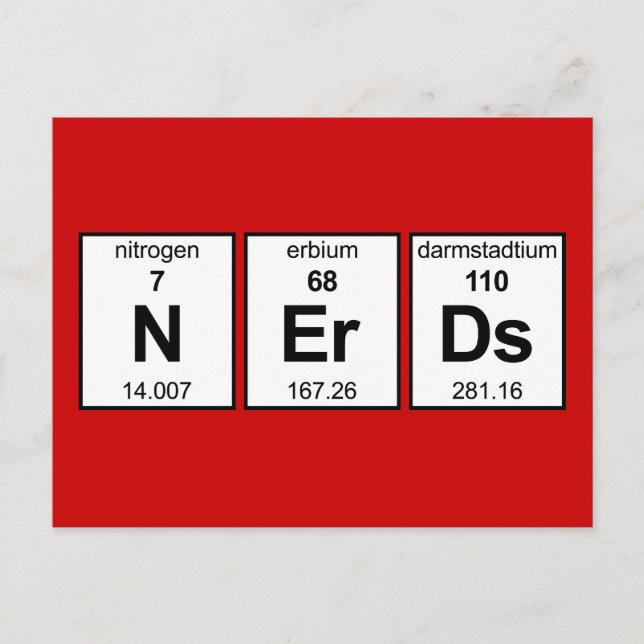 Postal Tabla periódica de NErDs (Anverso)