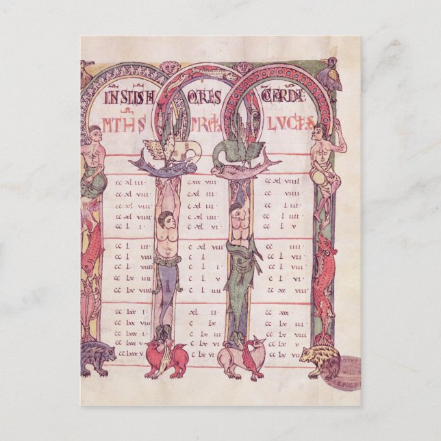 Postal Tablas Canon de los Evangelistas (Anverso)