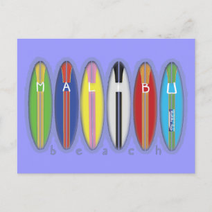 Postal tablas de surf de Malibu Beach