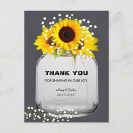 Postal Tablero de crema de girasol tardío mason gracias a