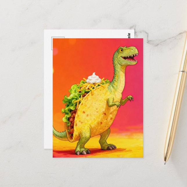 Postal Taco Dino Adorable (Anverso/Reverso In Situ)