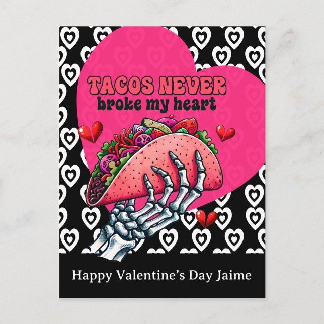 Postal Taco Hearts Valentines Day Postcard (Anverso)