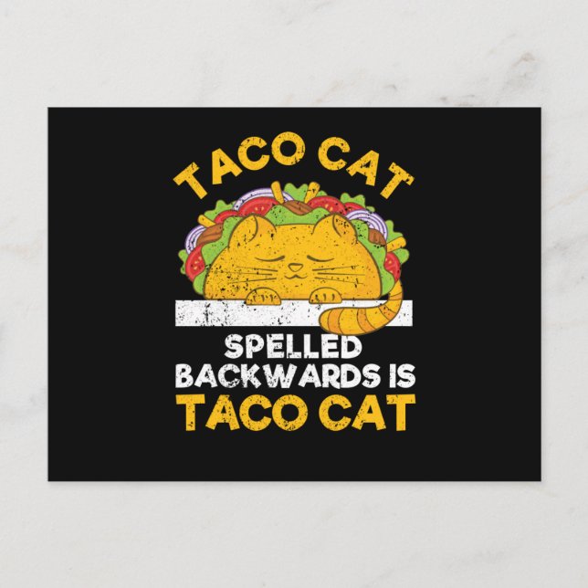 Postal Tacocat escrito hacia atrás es Taco Cat (Anverso)