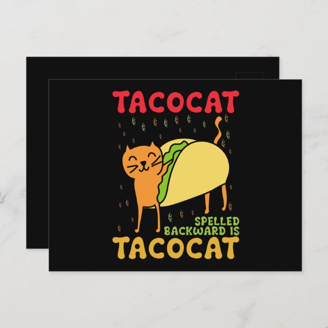 Postal Tacocat Spelled Atrás Los Gatos De Tacos Cinco De  (Anverso / Reverso)
