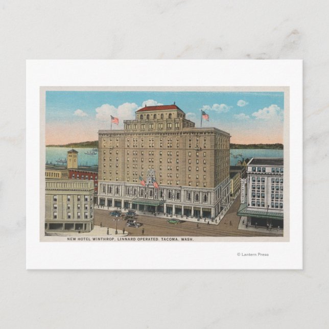 Postal Tacoma, WA - Vista del Hotel Winthrop (Anverso)