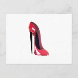 Postal Tacón negro, zapato de aguja rojo