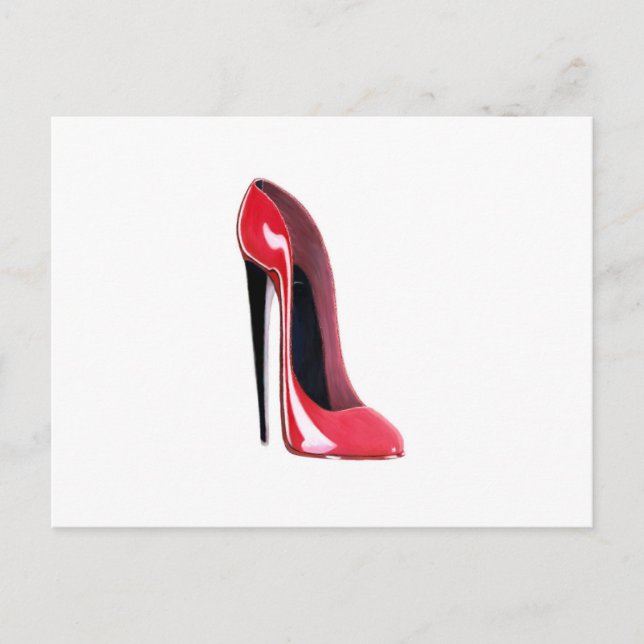 Postal Tacón negro, zapato de aguja rojo (Anverso)