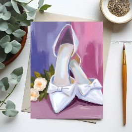 Postal Tacones de novia | Rosa de lazo blanco acuarela bo