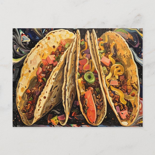 Postal Tacos al estilo Klimt (Anverso)