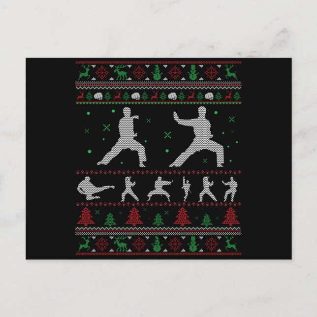 Postal Taekwondo Feliz Regalo de Navidad Navidades feos (Anverso)