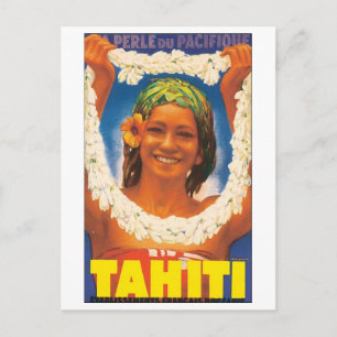 Postal Tahiti Vintage Travel Poster