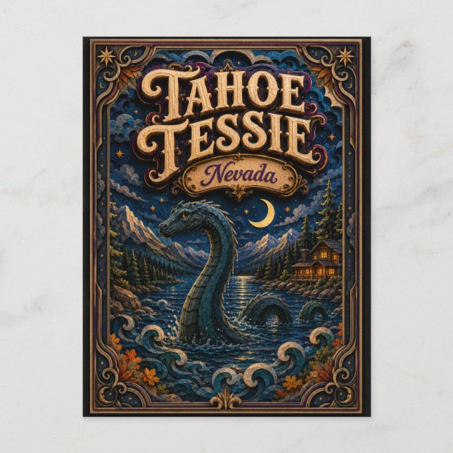 Postal Tahoe Tessie Leyendas de Nevada Popcut (Anverso)