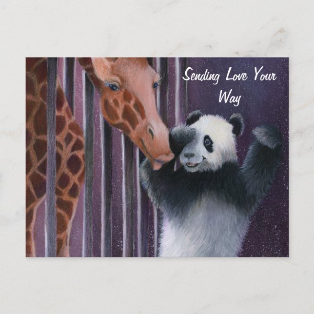 Postal Tai Shan recibiendo un beso de la señorita Sniffy (Anverso)