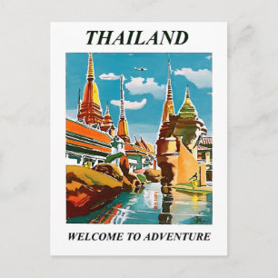 Postal Tailandia, bienvenido a la aventura. Viajes vintag