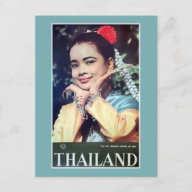 Postal Tailandia | Cartel de Viaje de la Señora Tailandes (Anverso)