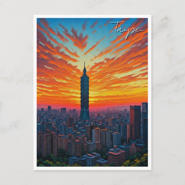 Postal Taipei 101 Taiwan Sunset (Anverso)