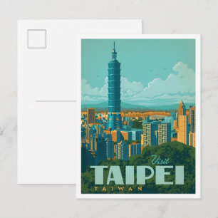 Postal Taipei Taiwán Arte Vintage Viajes