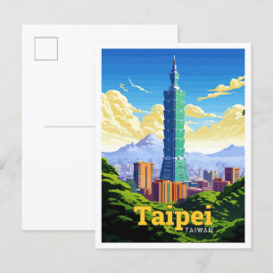 Postal Taipei Taiwán Ilustracion de arte de viaje