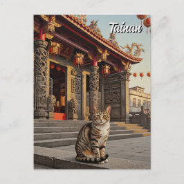 Postal Taiwán: Un gato en un templo taína