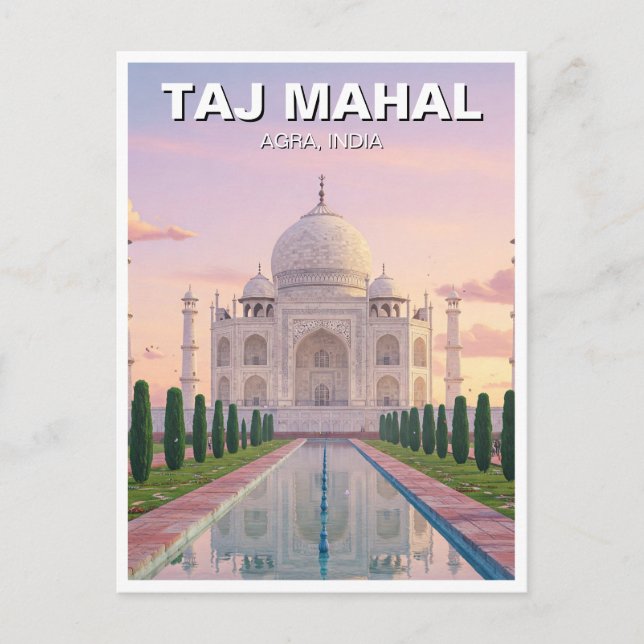 Postal Taj Mahal Agra India Travel Souvenir (Anverso)