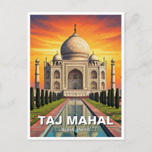 Postal Taj Mahal Agra India Travel Sunset