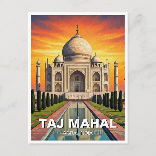Postal Taj Mahal Agra India Travel Sunset (Anverso)
