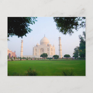 Postal Taj Mahal al amanecer una de las maravillas de la