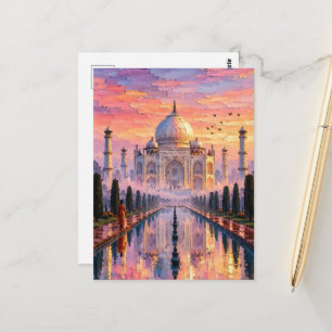 Postal Taj Mahal Amanecer Rosa