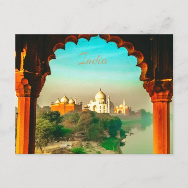 Postal Taj Mahal de la India (Anverso)