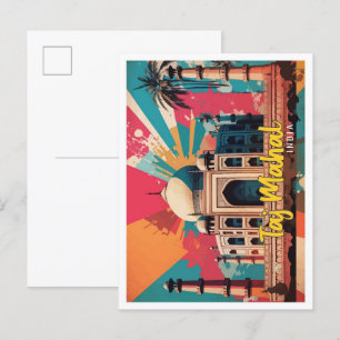 Postal Taj Mahal India Pop Art Travel Ilustracion