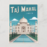 Taj Mahal India Retro Graphic de Viaje de la Viñet