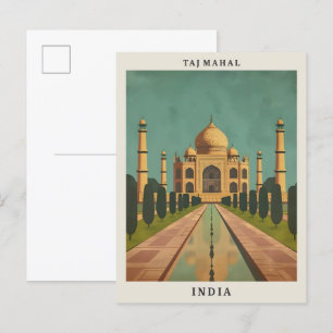 Postal Taj Mahal India Viaje de cosecha de arte elegante
