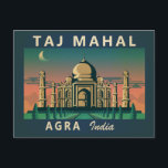 Postal Taj Mahal India: Vintage de arte de viajes<br><div class="desc">Ilustracion de arte Taj Mahal de estilo retro.</div>