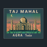 Postal Taj Mahal India: Vintage de arte de viajes<br><div class="desc">Ilustracion de arte Taj Mahal de estilo retro.</div>