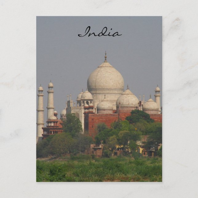Postal taj mahal lejos india (Anverso)