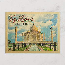 Postal Taj Mahal Postcard Vintage Travel India