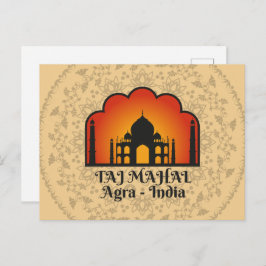Postal Taj Mahal Silhouette Floral Mandala