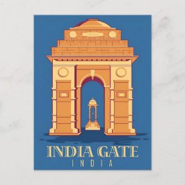 Postal Taj Mahal vintage, India Retro de acuarela de viaj