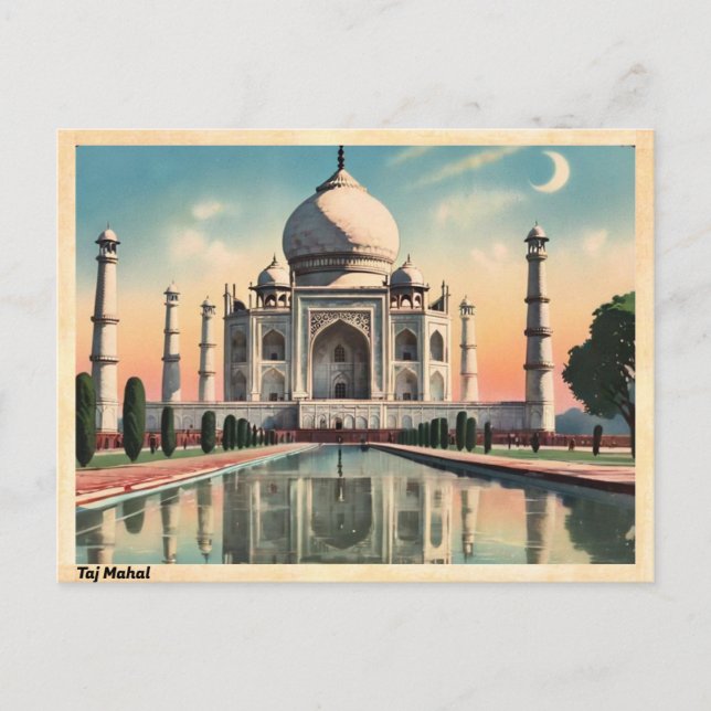 Postal Taj Mahal Vintage Travel (Anverso)