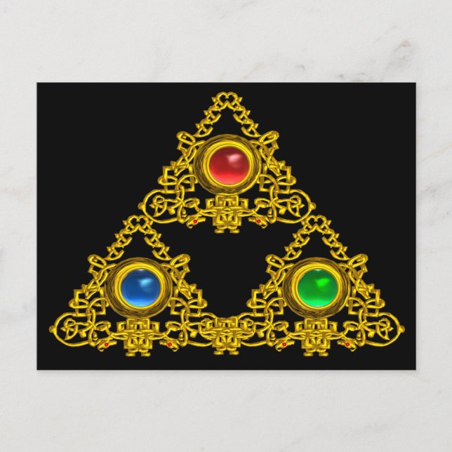 POSTAL TALISMAN MAGIC ELFIC/TRIÁNGULO ORO CON GEMSTONES (Anverso)