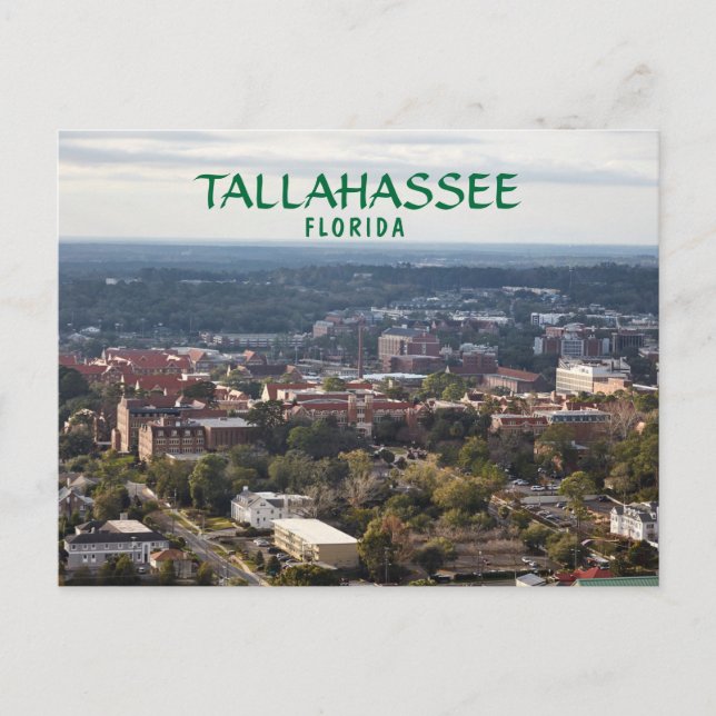 Postal Tallahassee, Florida, vista aérea de la ciudad (Anverso)