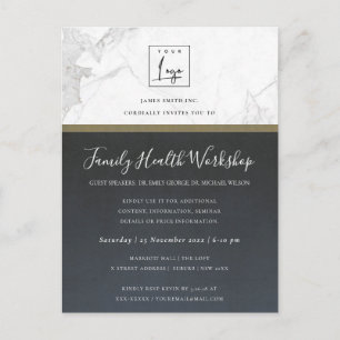 POSTAL TALLER FLORAL BLUE GOLD DAHLIA INVITE