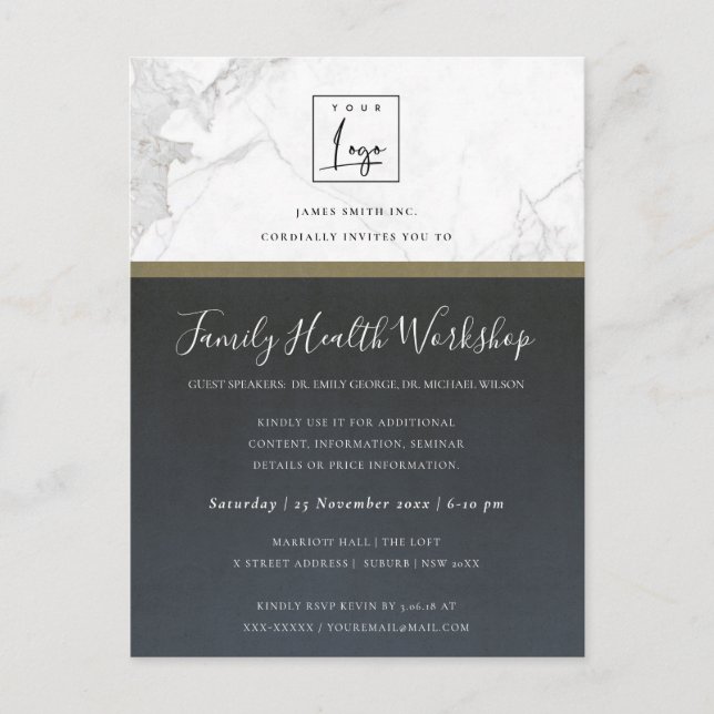 POSTAL TALLER FLORAL BLUE GOLD DAHLIA INVITE (Anverso)