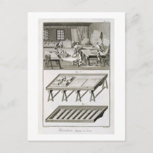 Postal Taller y herramientas de un fabricante de espejos,