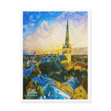 Tallin Estonia Hermoso paisaje de pintura al óleo