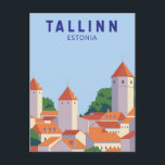 Postal Tallín Estonia Retro Viaje Art Vintage<br><div class="desc">Diseño vectorial de Talin Estonia.</div>