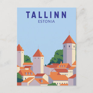 Postal Tallín Estonia Retro Viaje Art Vintage