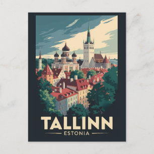 Postal Tallín Estonia Viaje arte Vintage