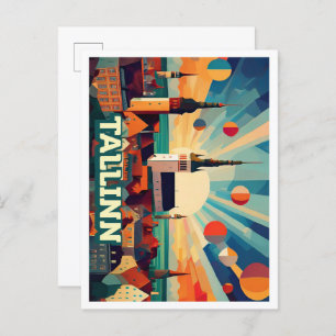 Postal Tallín Estonia Viaje artístico colorido