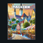 Postal Tallinn, où l'histoire et la modernité se marient<br><div class="desc">Tallinn, perle médiévale sur la Baltique,
Où les remparts gardent l'âme authentique.
Ses rues pavées, aux airs de conte de fées,
Révèlent les légendes des temps passés.</div>